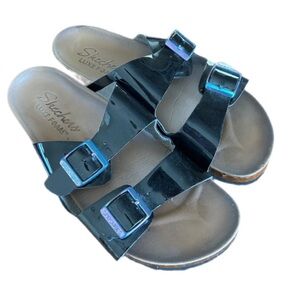 Skechers Luxe Foam Black Granola Gloss Sandals